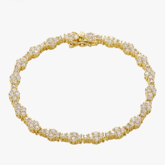 NEW 14K Gold Plated Cubic Zirconia Ankle Bracelet